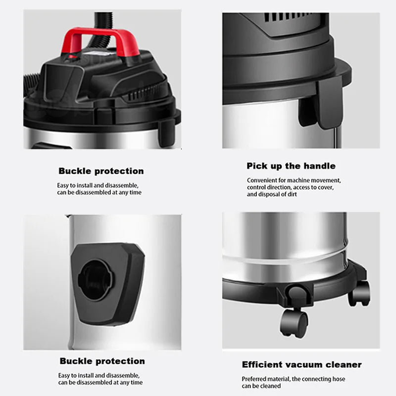 220V 15L/18L/30L Multifunctional Bucket Vacuum Cleaner Handheld Wet and Dry Vacuum Cleaner Dust Collector Home Car Commercial - FashionTech