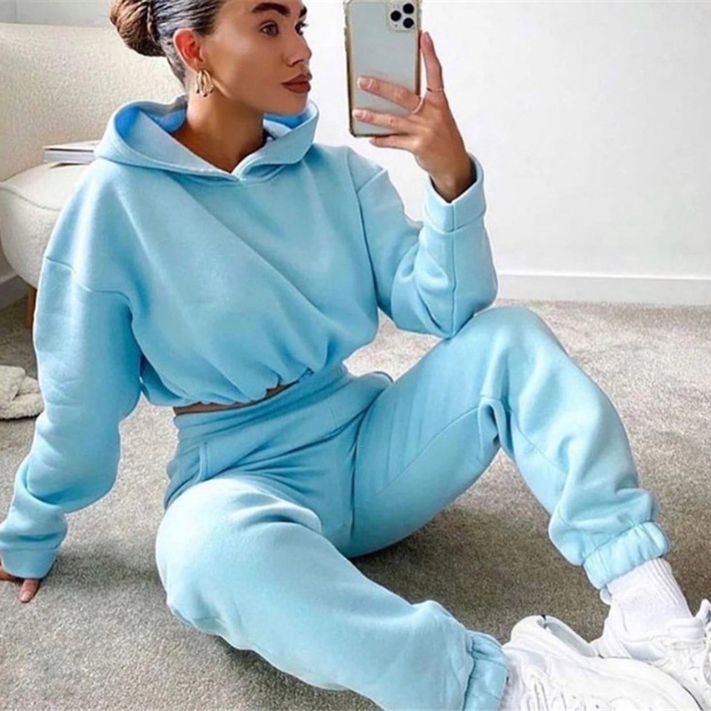 Jogging Suits For Women 2 Piece Sweatsuits Tracksuits Sexy Long Sleeve Fitness