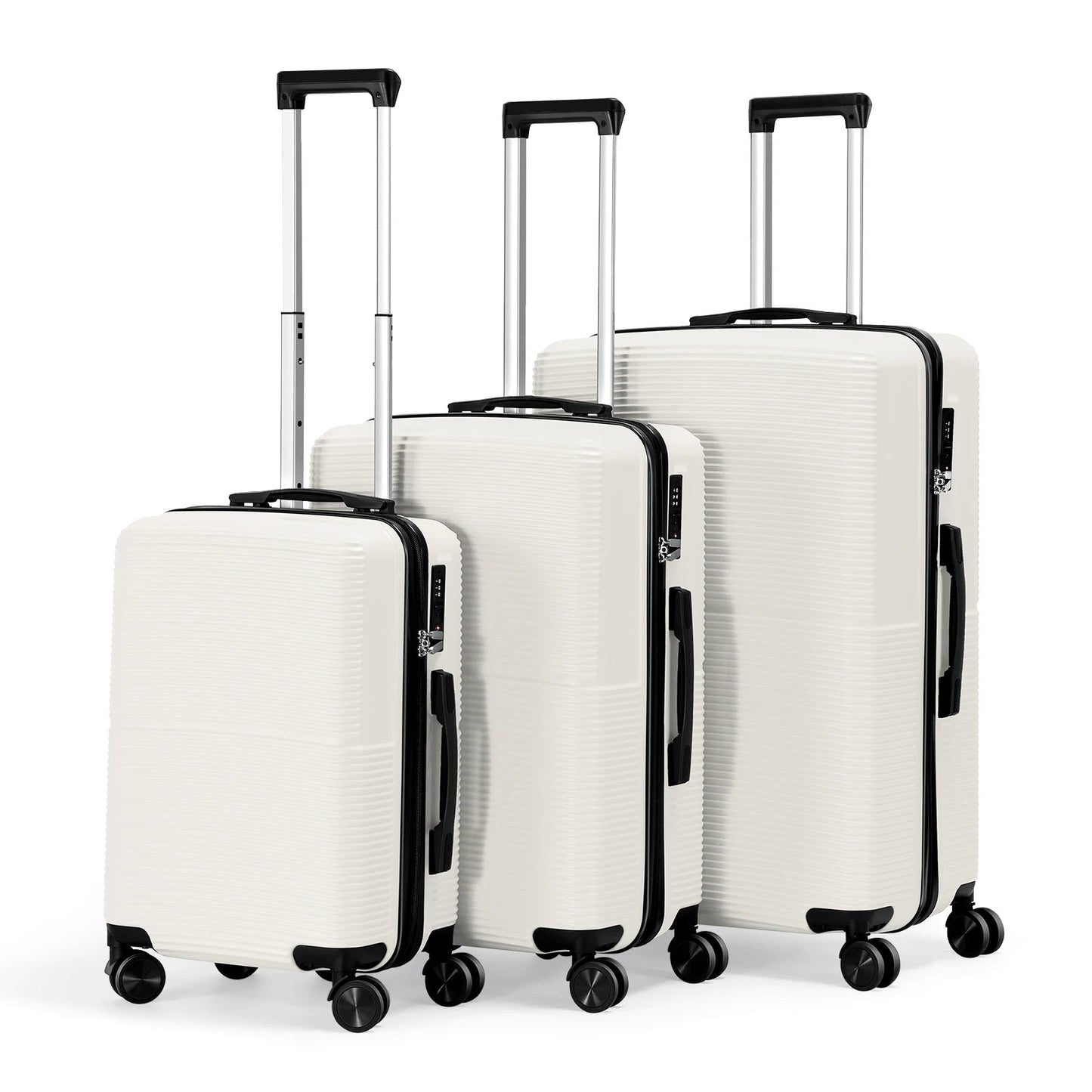 3Pcs Luggage Set ABS Hardshell Travel Suitcase Luggage Bag With Silent Spinner Wheel 28 Inch Large Suitcase - FashionTech