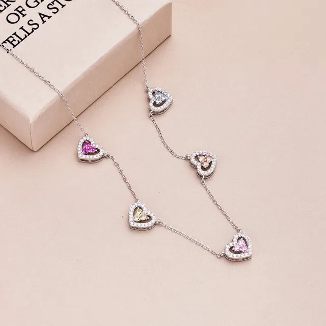 Necklace Heart Charm Pendant Luxury Jewelry Sparkling