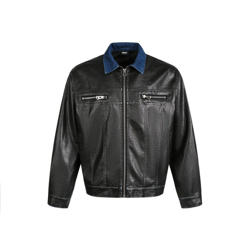 Collar Zipper Design Leather Jacket