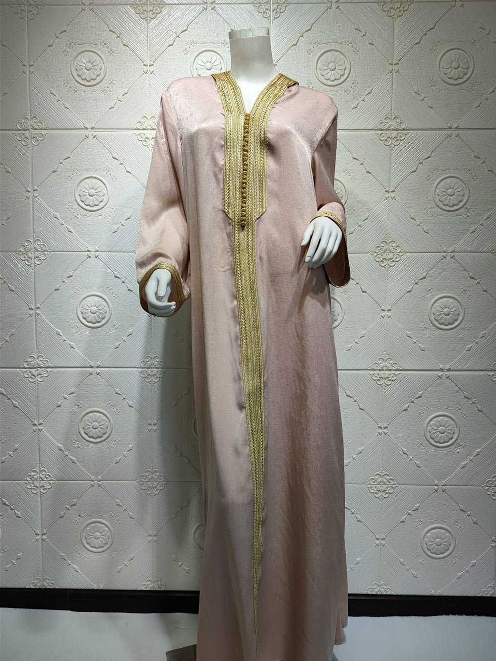 Abaya Jalabiya Hooded Maxi Dress Long Sleeve Islam Muslim Women Moroccan Kaftan ArabTurkey Robe Champagne White Green - Tech Tready