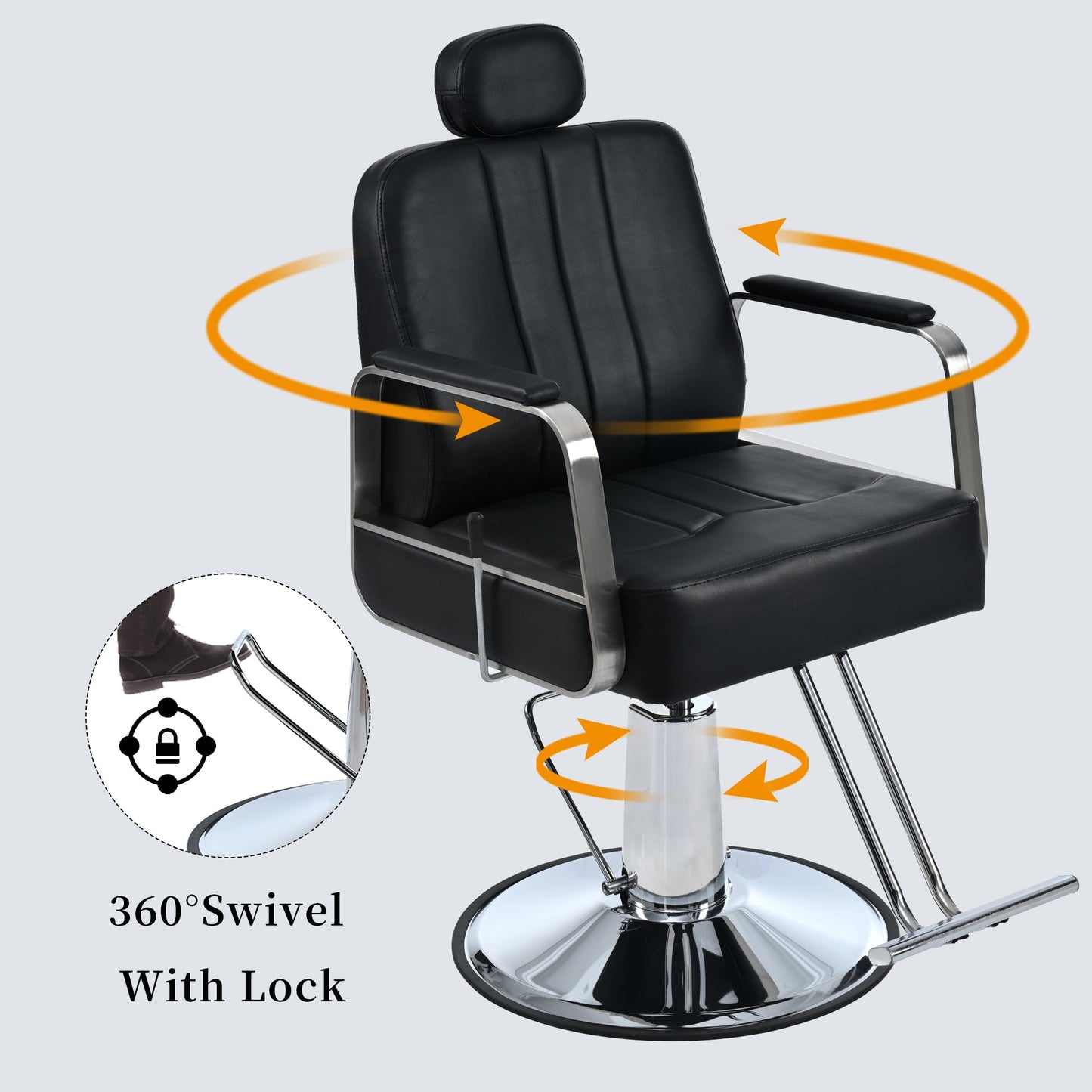 Advanced reclining hair salon chair with heavy - duty hydraulic pump, 360 ° rotation, maximum weight capacity of 400 pounds, bla - Tech Tready