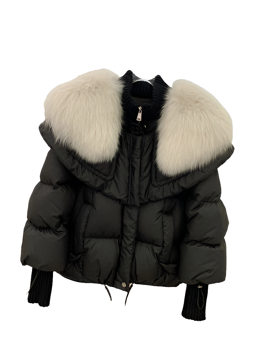 High-end Fox Fur Collar White Duck Down Short Down Jacket Female Light Luxury Loose And Warm Puffer Jacket Coat