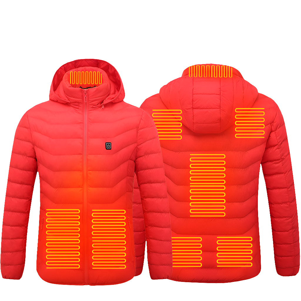 Heated Puffer Jacket Electric Heating Coat Insulated Hood Windbreaker