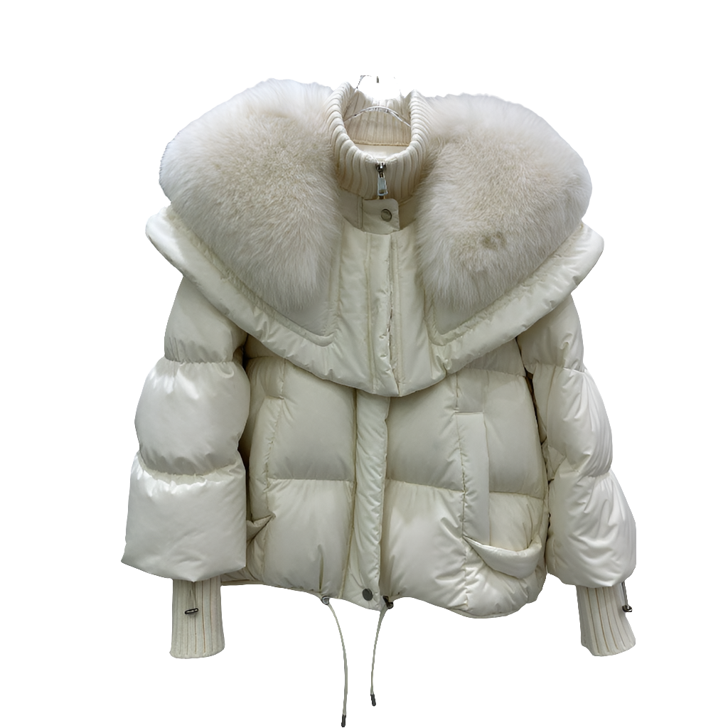 High-end Fox Fur Collar White Duck Down Short Down Jacket Female Light Luxury Loose And Warm Puffer Jacket Coat
