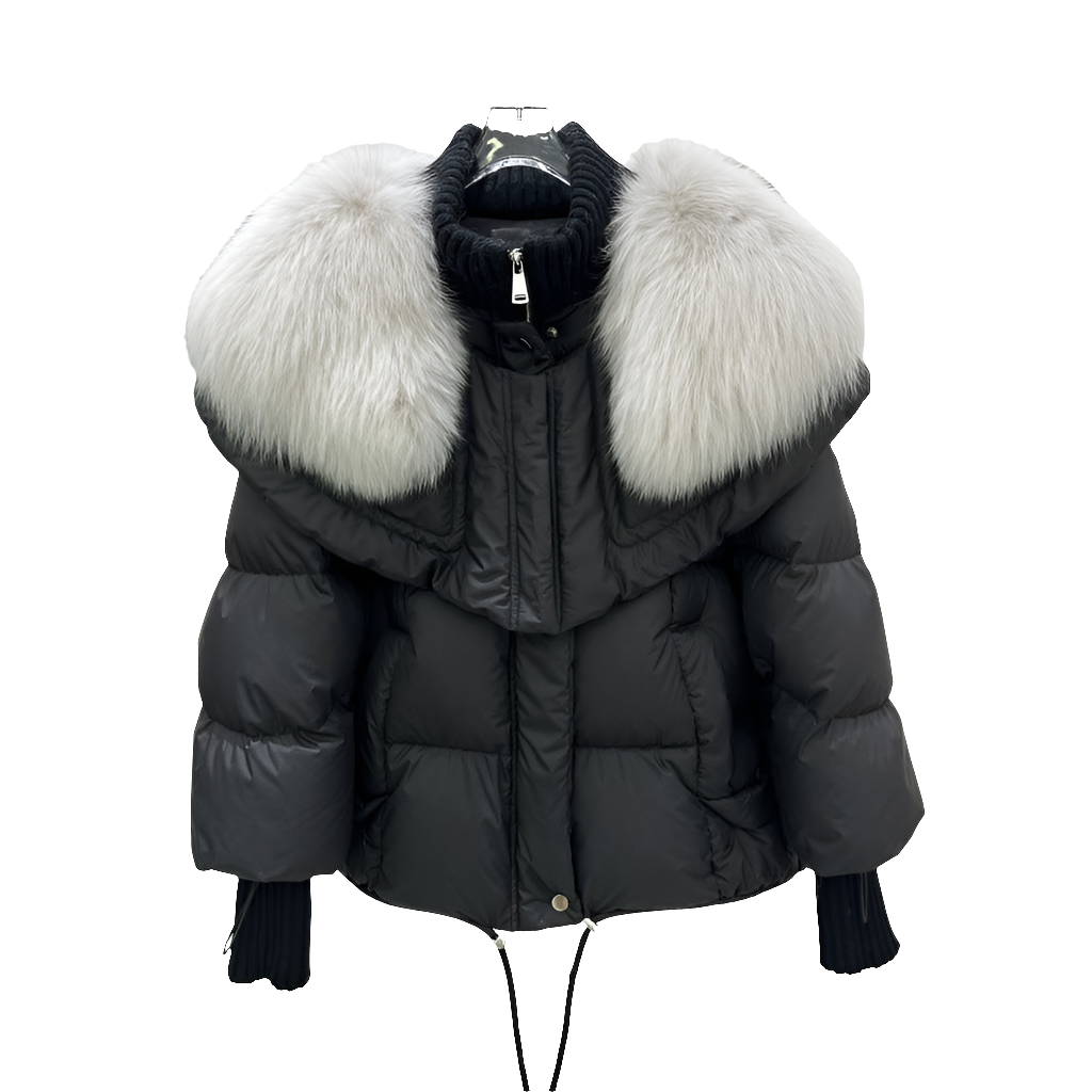 High-end Fox Fur Collar White Duck Down Short Down Jacket Female Light Luxury Loose And Warm Puffer Jacket Coat