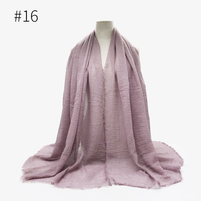 Bubble plain Scarf / cotton scarf fringes women soft solid hijab popular muffler shawls big Pashmina wrap hijab - Tech Tready