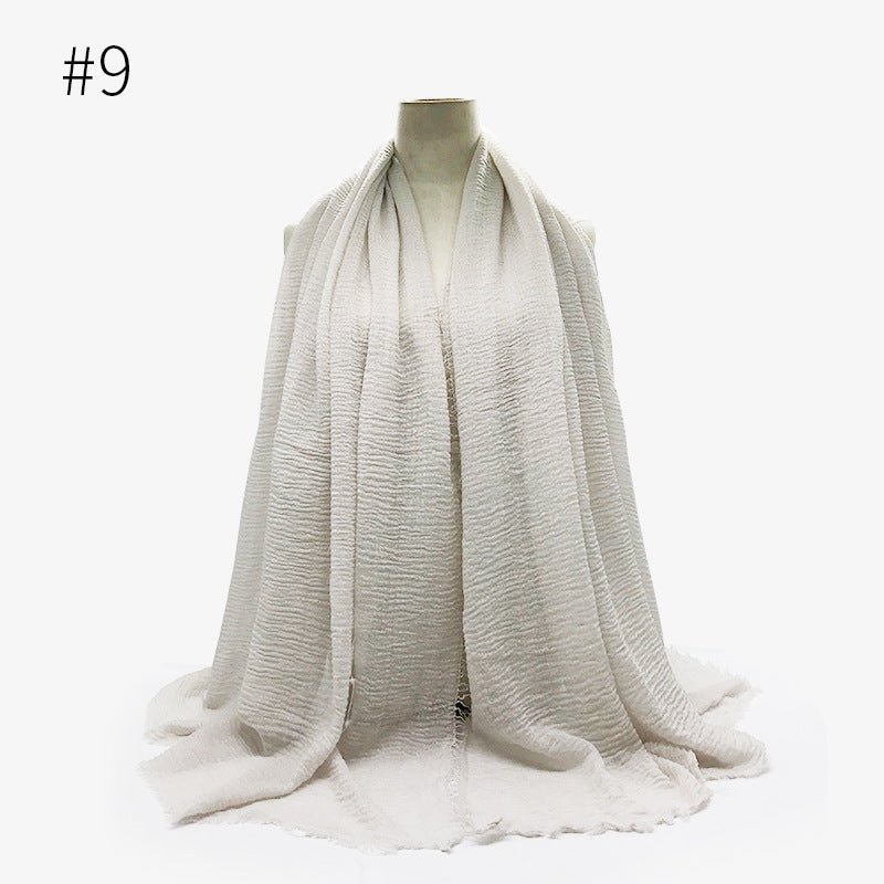 Bubble plain Scarf / cotton scarf fringes women soft solid hijab popular muffler shawls big Pashmina wrap hijab - Tech Tready