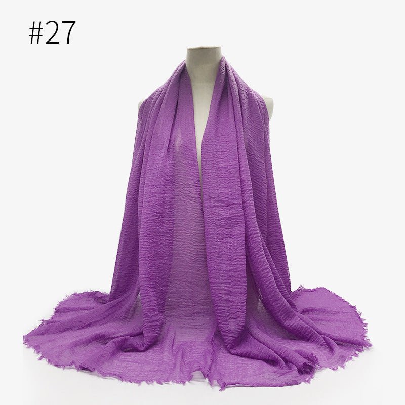 Bubble plain Scarf / cotton scarf fringes women soft solid hijab popular muffler shawls big Pashmina wrap hijab - Tech Tready