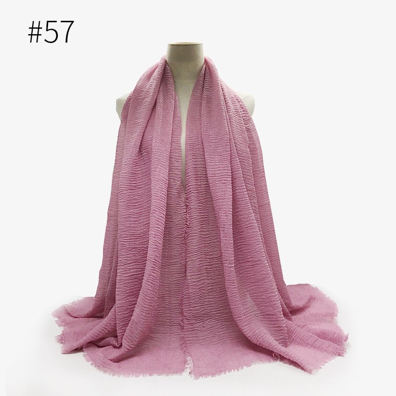 Bubble plain Scarf / cotton scarf fringes women soft solid hijab popular muffler shawls big Pashmina wrap hijab - Tech Tready