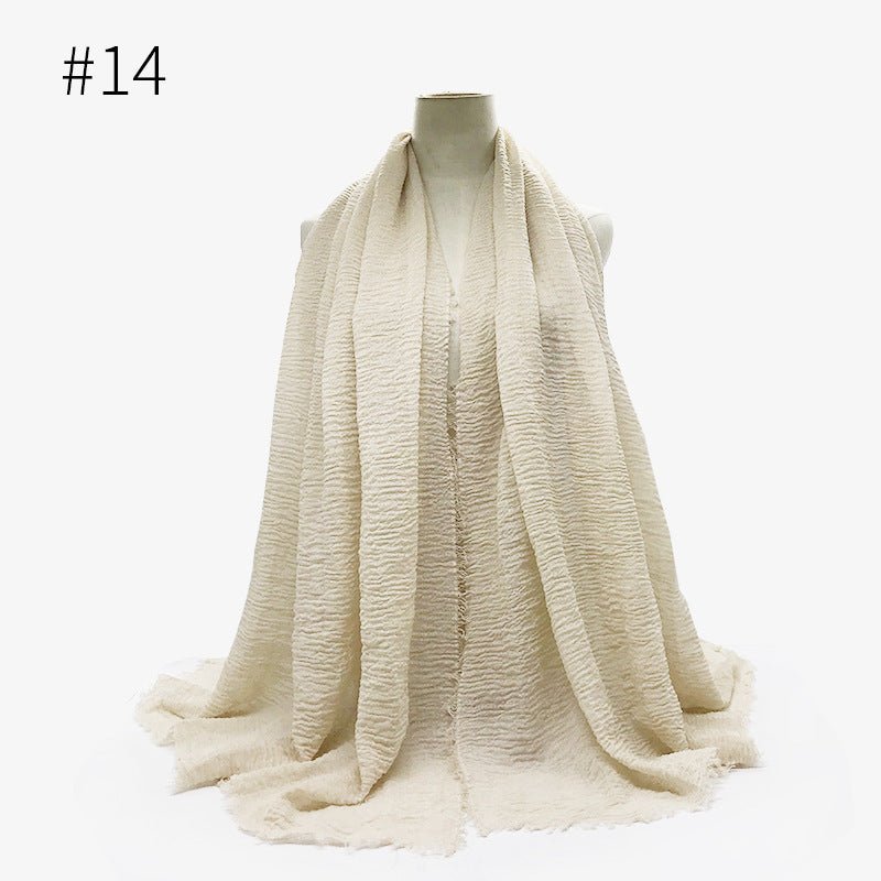 Bubble plain Scarf / cotton scarf fringes women soft solid hijab popular muffler shawls big Pashmina wrap hijab - Tech Tready