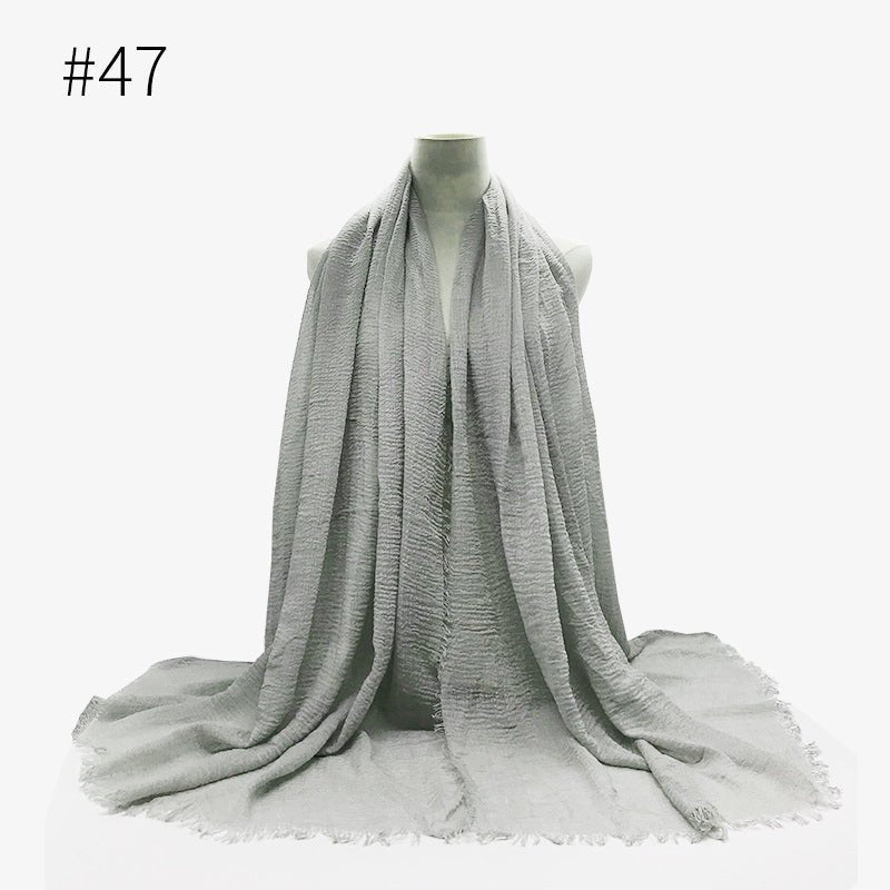 Bubble plain Scarf / cotton scarf fringes women soft solid hijab popular muffler shawls big Pashmina wrap hijab - Tech Tready