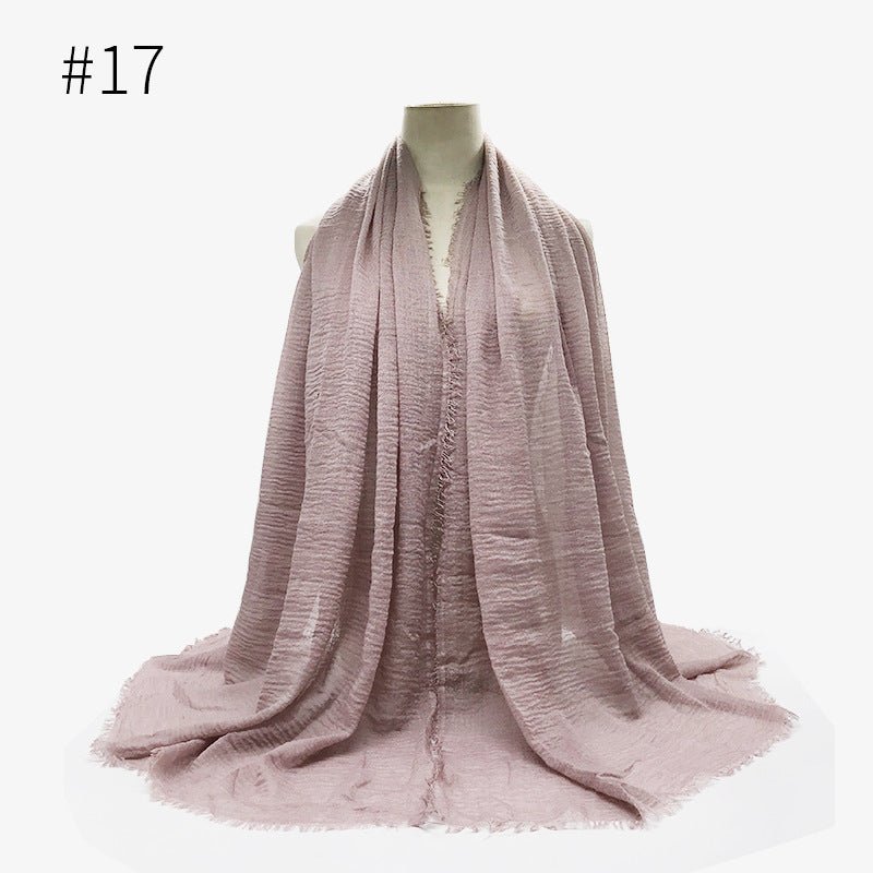 Bubble plain Scarf / cotton scarf fringes women soft solid hijab popular muffler shawls big Pashmina wrap hijab - Tech Tready