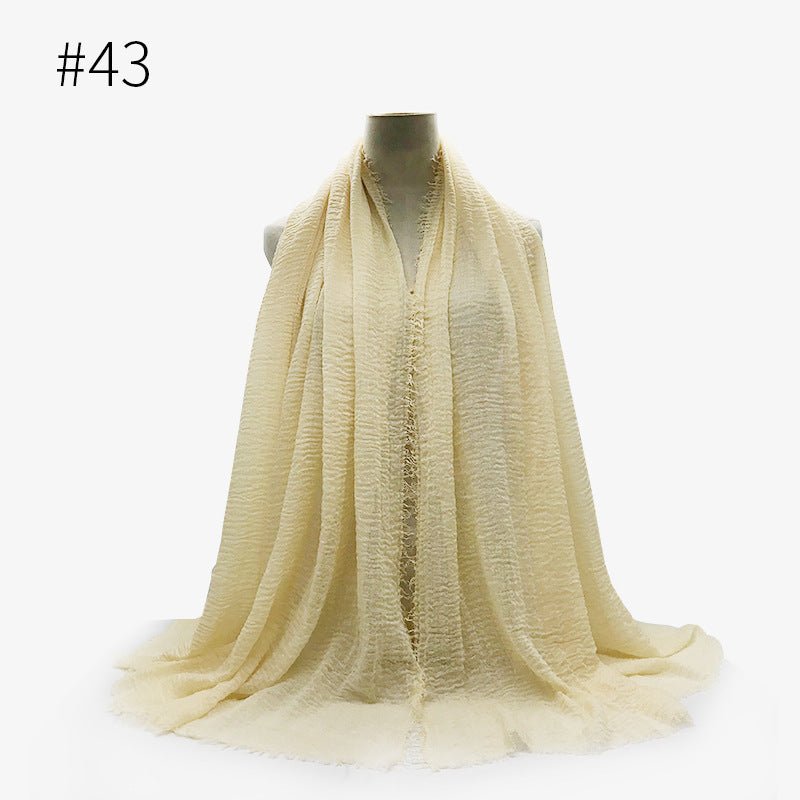Bubble plain Scarf / cotton scarf fringes women soft solid hijab popular muffler shawls big Pashmina wrap hijab - Tech Tready