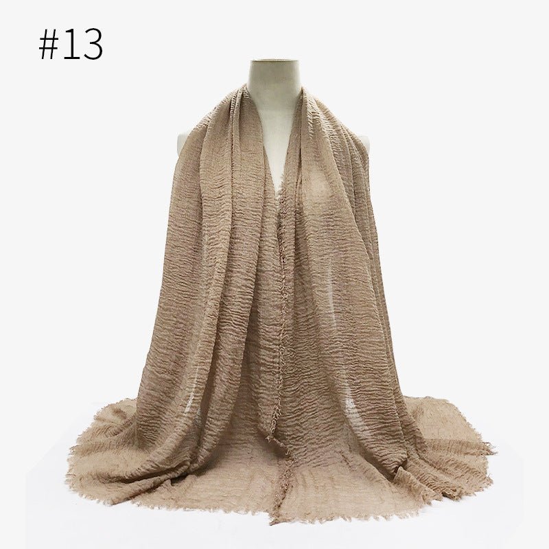 Bubble plain Scarf / cotton scarf fringes women soft solid hijab popular muffler shawls big Pashmina wrap hijab - Tech Tready