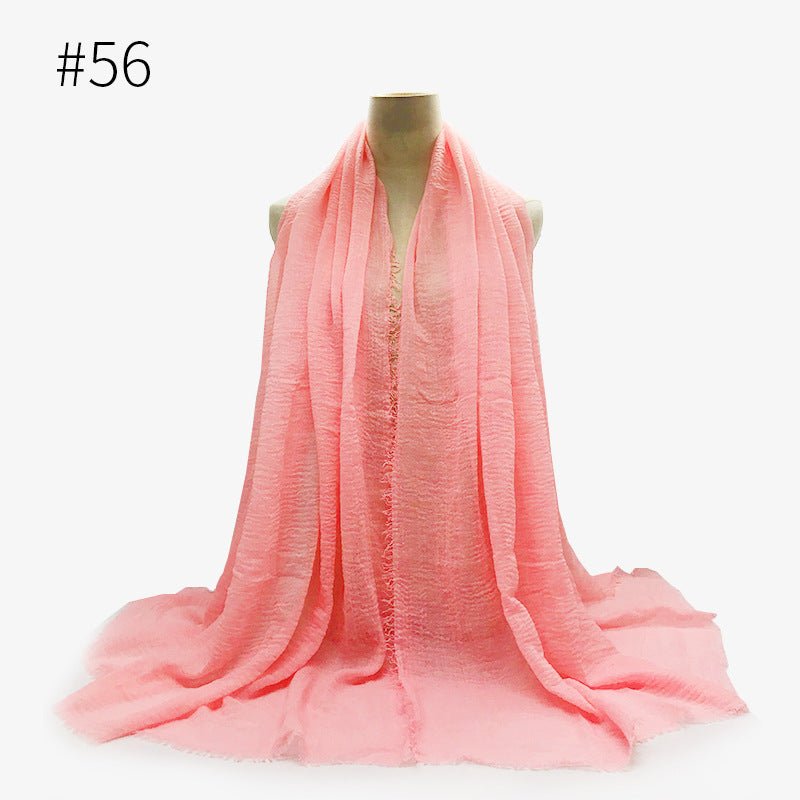 Bubble plain Scarf / cotton scarf fringes women soft solid hijab popular muffler shawls big Pashmina wrap hijab - Tech Tready
