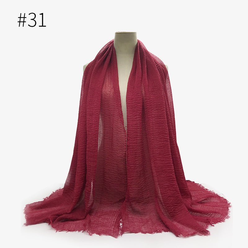 Bubble plain Scarf / cotton scarf fringes women soft solid hijab popular muffler shawls big Pashmina wrap hijab - Tech Tready