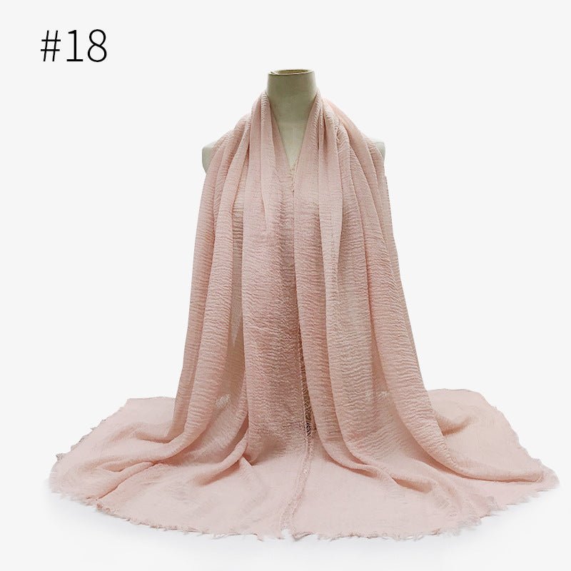 Bubble plain Scarf / cotton scarf fringes women soft solid hijab popular muffler shawls big Pashmina wrap hijab - FashionTech