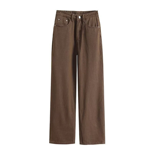 Casual and versatile solid color wide leg jeans for women - FashionTech