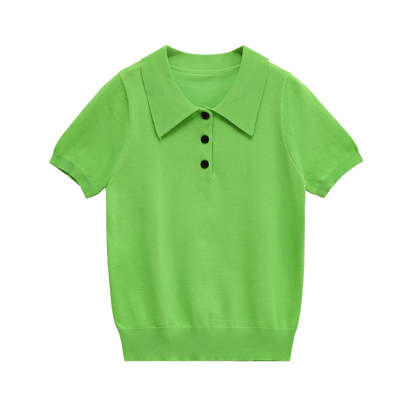 Casual polo shirt collar short sleeved knitted T-shirt - Tech Tready