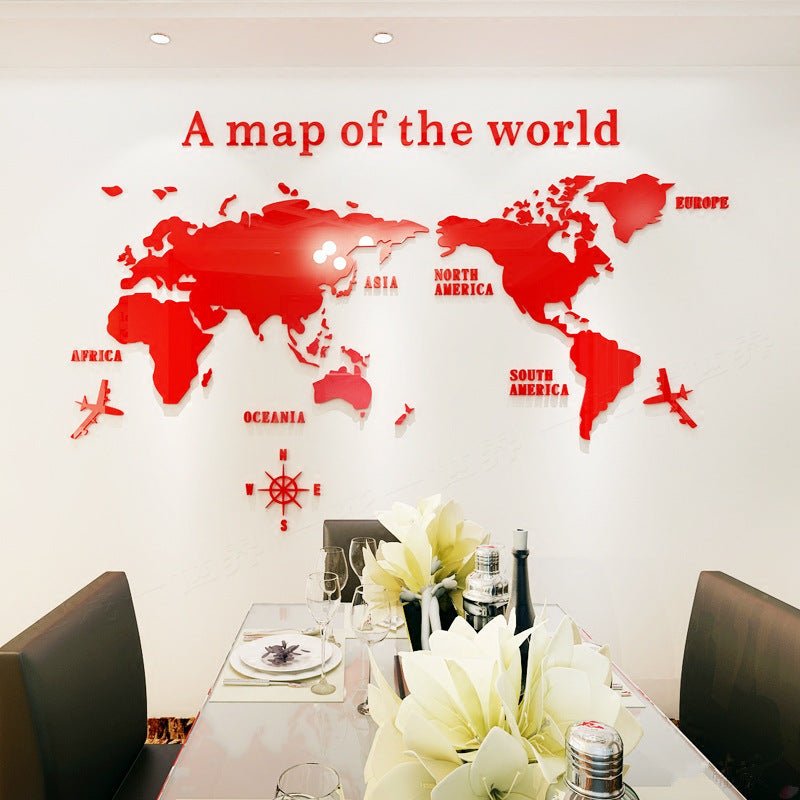 Creative Home Background Wall Stickers Acrylic 3D Wall Stickers Living Room TV Background M70 - Map - Tech Tready