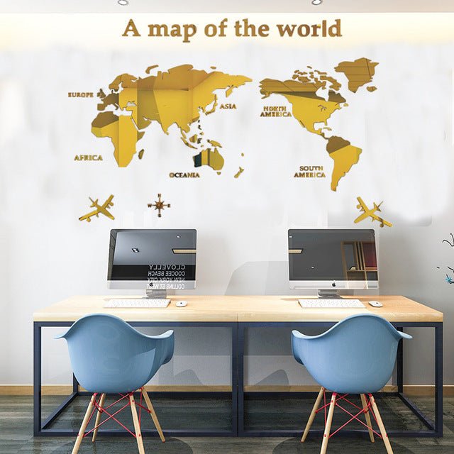 Creative Home Background Wall Stickers Acrylic 3D Wall Stickers Living Room TV Background M70 - Map - Tech Tready