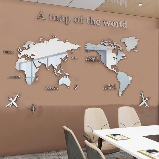 Creative Home Background Wall Stickers Acrylic 3D Wall Stickers Living Room TV Background M70 - Map - Tech Tready