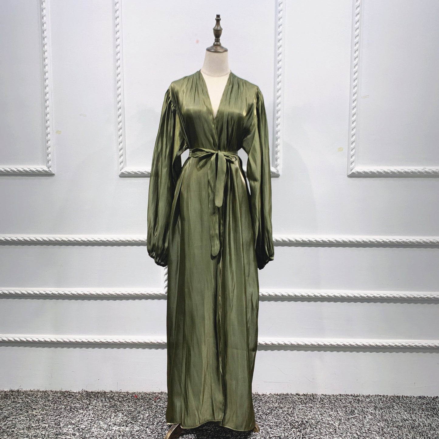 Eid Muslim Abaya Dress Kimono For Women Fashion Shining Silklike Summer Abayas Cardigan Puff Sleeve Dubai Turkey Clothes - Tech Tready