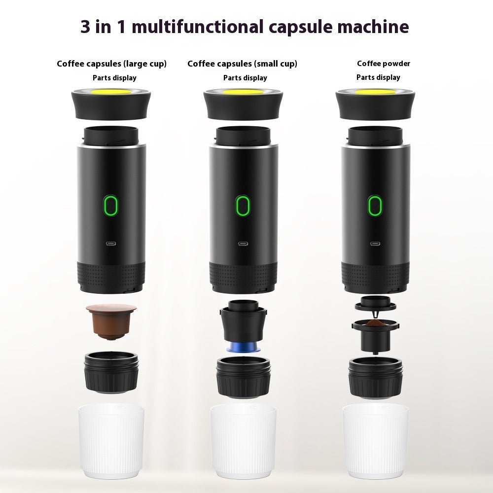 Electric Grinder Coffee Travel Handy 3 In1 Espresso Portable Coffee Espresso Maker Machine Cafe Portable Capsule Coffee Machine Kitchen Gadgets - Tech Tready