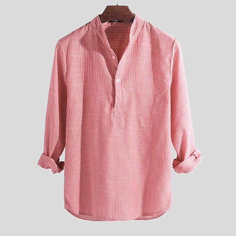 Helisopus New Fashion Spring Summer Casual Men's Shirt Cotton Long Sleeve Striped Slim Fit Stand Collar Shirts S - 5XL - Tech Tready