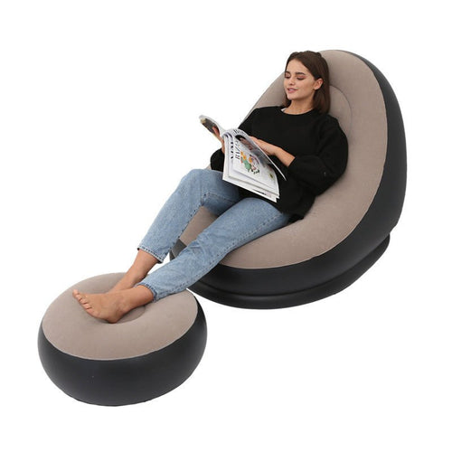 Inflatable Air Mattress Lazy Sofa Deck Chair Comfortable Leg Stool Rest Single Beanbag for home and Outdoor Use - FashionTech