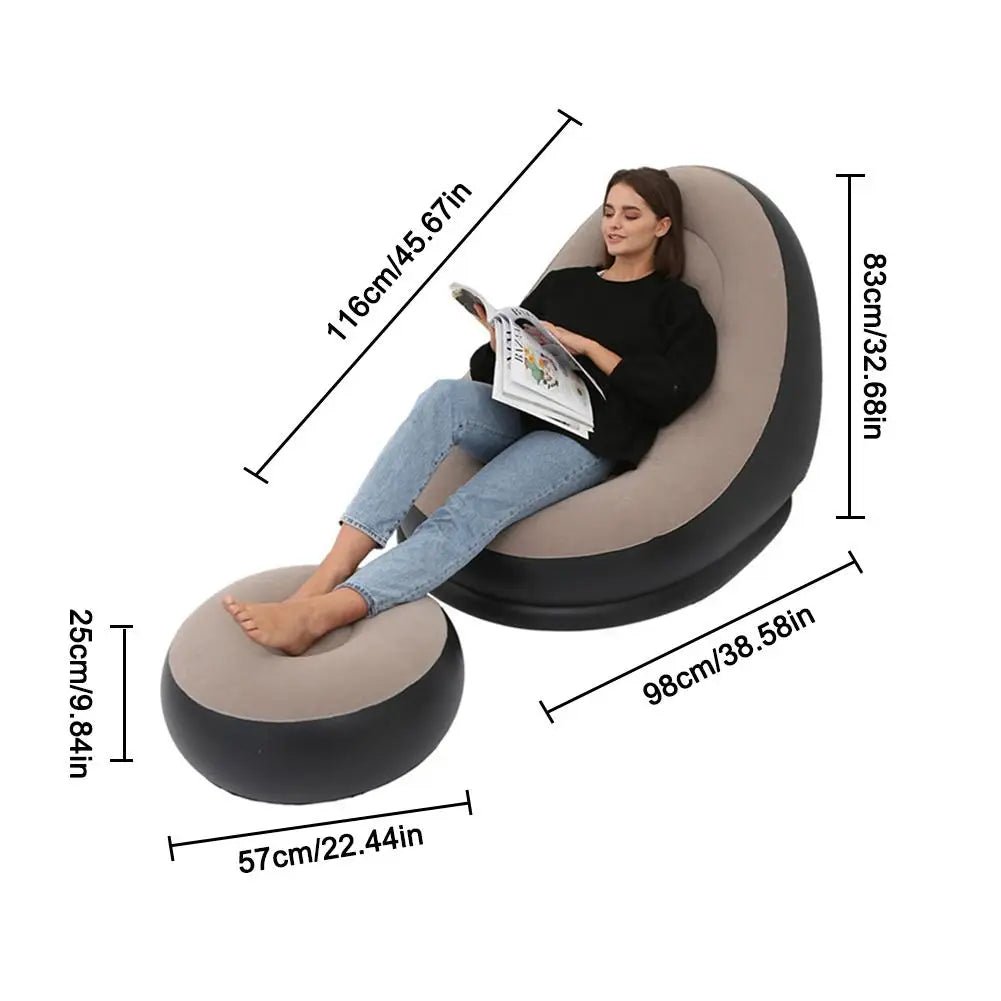 Inflatable Air Mattress Lazy Sofa Deck Chair Comfortable Leg Stool Rest Single Beanbag for home and Outdoor Use - FashionTech