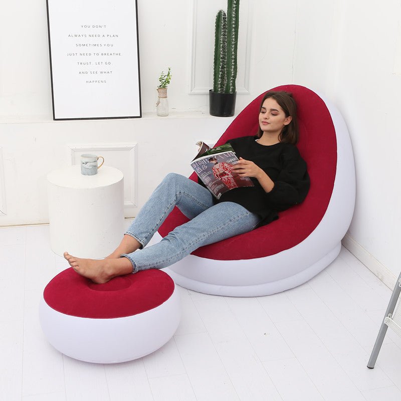 Inflatable Air Mattress Lazy Sofa Deck Chair Comfortable Leg Stool Rest Single Beanbag for home and Outdoor Use - FashionTech