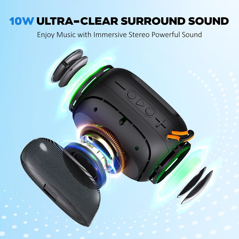 JYX L5 Portable Speaker & IPX7 Waterproof Bluetooth Speaker With LED Light & 8H Playtime Outdoor Speakers With Loud Stereo Sound - FashionTech