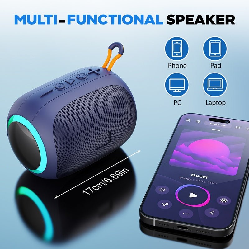 JYX L5 Portable Speaker & IPX7 Waterproof Bluetooth Speaker With LED Light & 8H Playtime Outdoor Speakers With Loud Stereo Sound - FashionTech