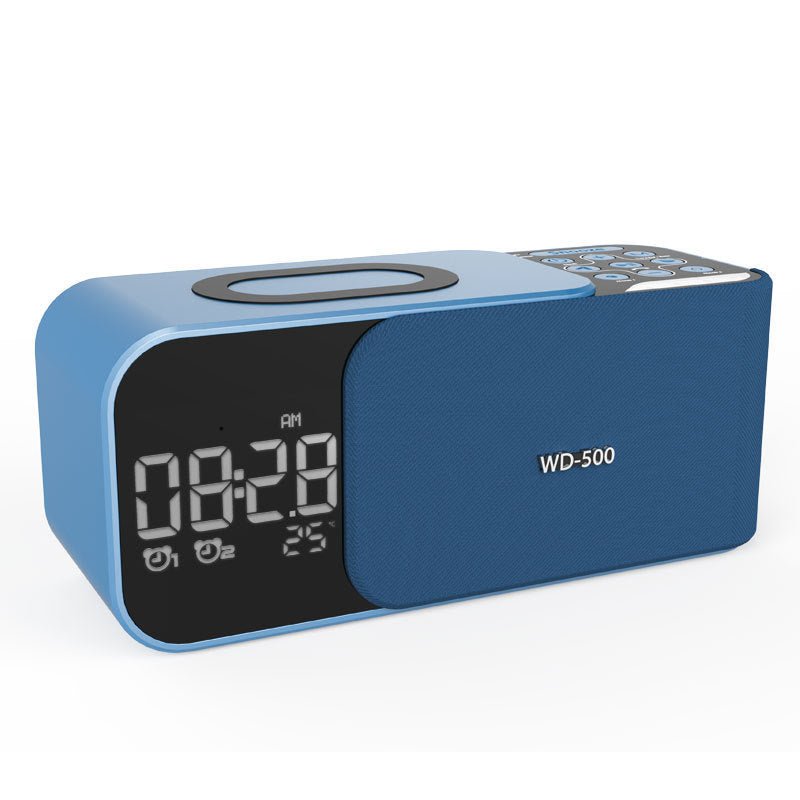 Led Wireless Charging Alarm Clock Fm Radio Bluetooth Speaker With Microphone Temperature Indicator Digital Display Speakers - FashionTech