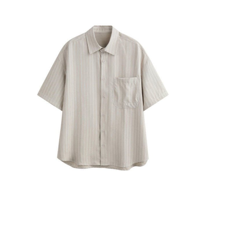 Loose casual striped short sleeved shirt for men - FashionTech