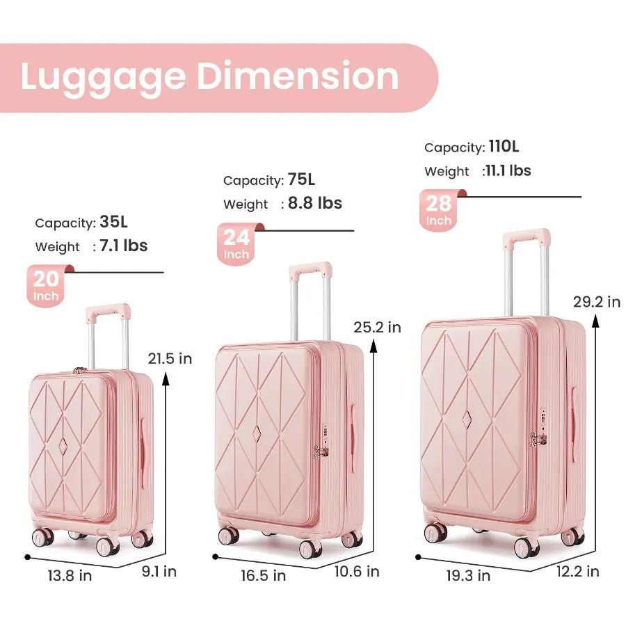 Luggage Sets 3 Piece 20 24 28 Expandable Carry On Luggage with TSA Lock Airline Approved 100% PC Hard Shell and Lightweight Sui - FashionTech