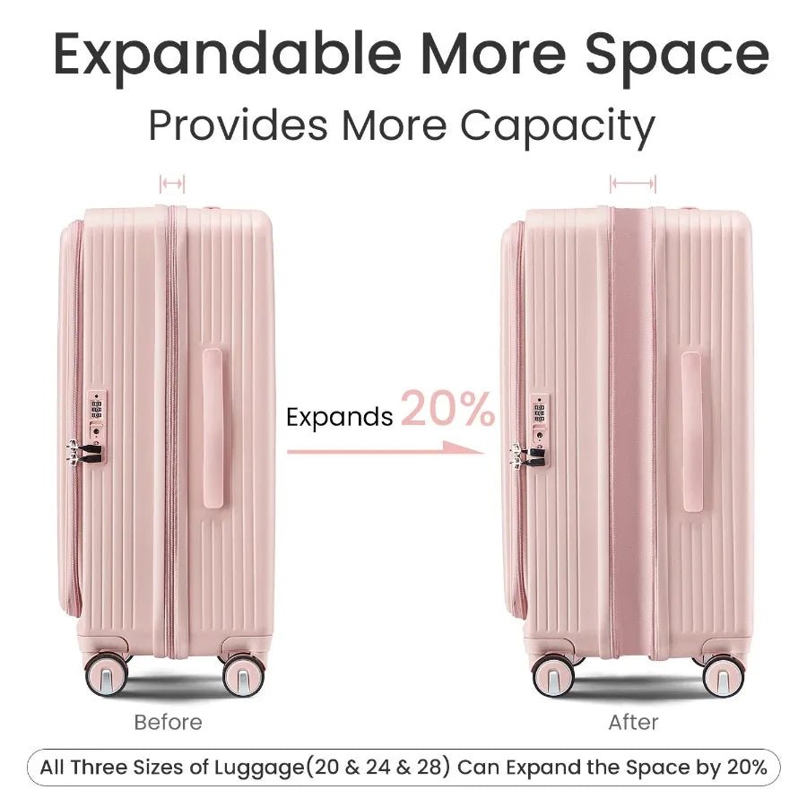Luggage Sets 3 Piece 20 24 28 Expandable Carry On Luggage with TSA Lock Airline Approved 100% PC Hard Shell and Lightweight Sui - FashionTech