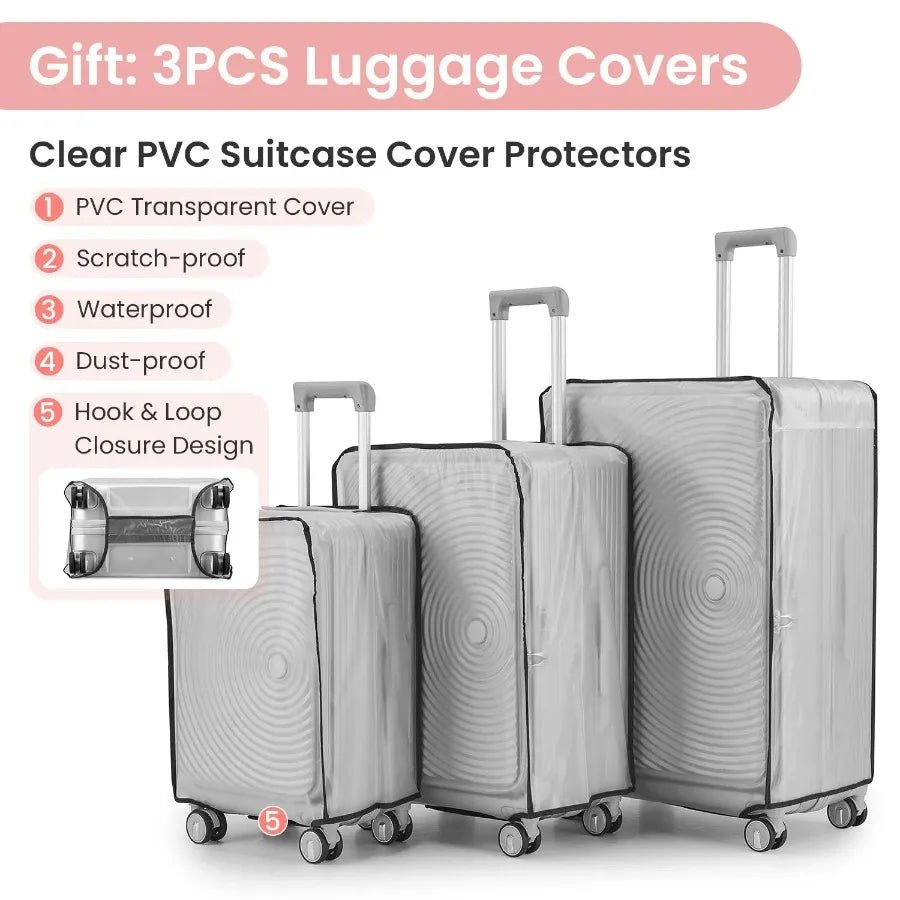 Luggage Sets 3 Piece 20 24 28 Expandable Carry On Luggage with TSA Lock Airline Approved 100% PC Hard Shell and Lightweight Sui - FashionTech