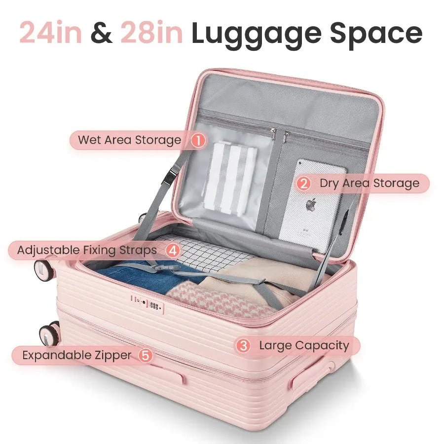 Luggage Sets 3 Piece 20 24 28 Expandable Carry On Luggage with TSA Lock Airline Approved 100% PC Hard Shell and Lightweight Sui - FashionTech