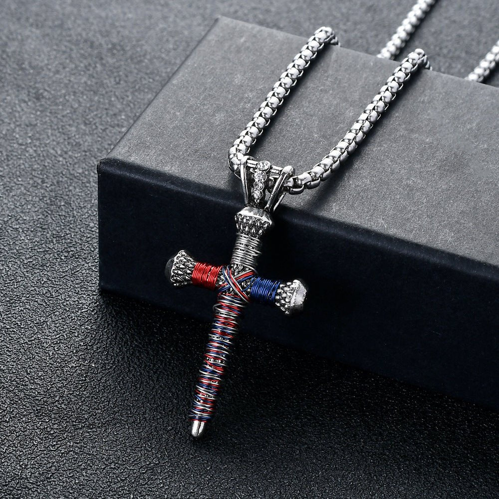 Men's Statement Nail Cross Pendant Necklace - FashionTech