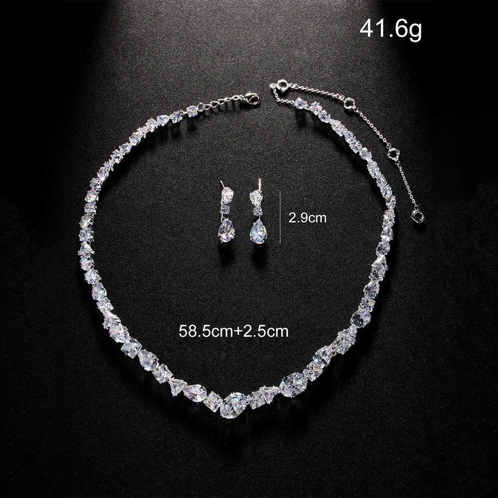 Necklace earring set bride's wedding jewelry set fashionable and versatile accessories - FashionTech