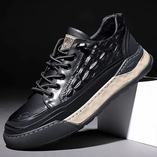 New Male Shoes Lace Up Real Leather Sports Sneakers Fashion Genuine Leather Shoe Men Leisure Shoes Man Casual Sport Shoes A002 - Tech Tready