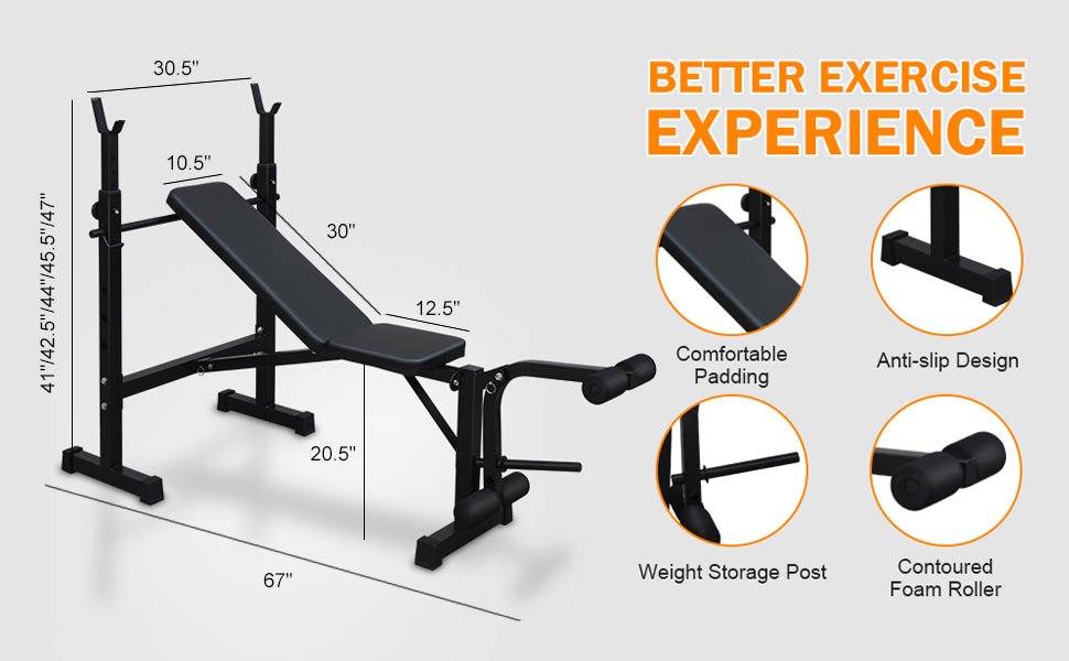 Olympic Weight Bench Bench Press Set with Squat Rack and Bench for Home Gym Full - Body Workout - Tech Tready