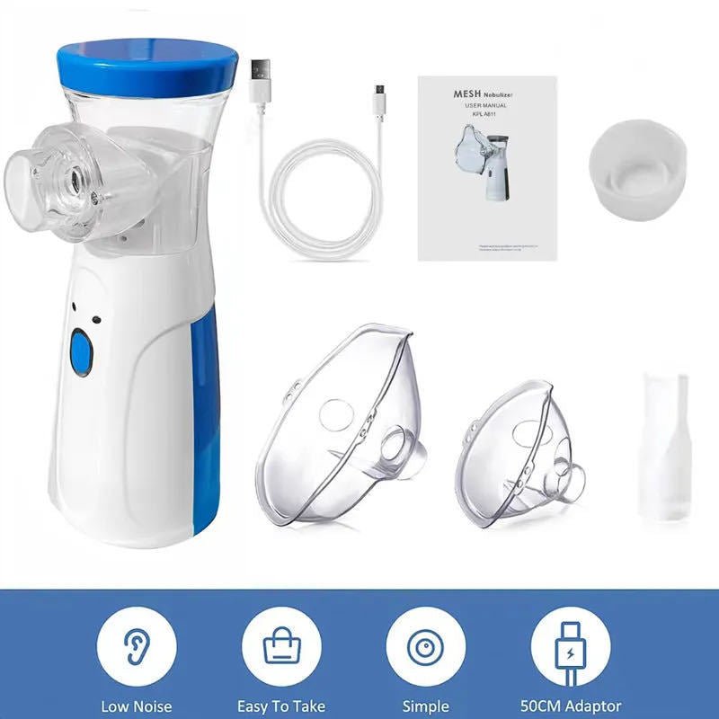 Outdoor Portable Nebulizer Silent Mesh Mini First Aid Kit Handheld Asthma Inhaler Atomizer Kids Adult Saving Emergency Device - FashionTech