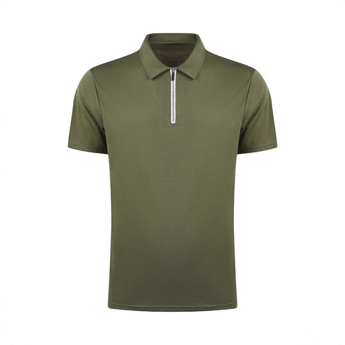 Polo shirt solid color short sleeved lapel T-shirt casual - FashionTech