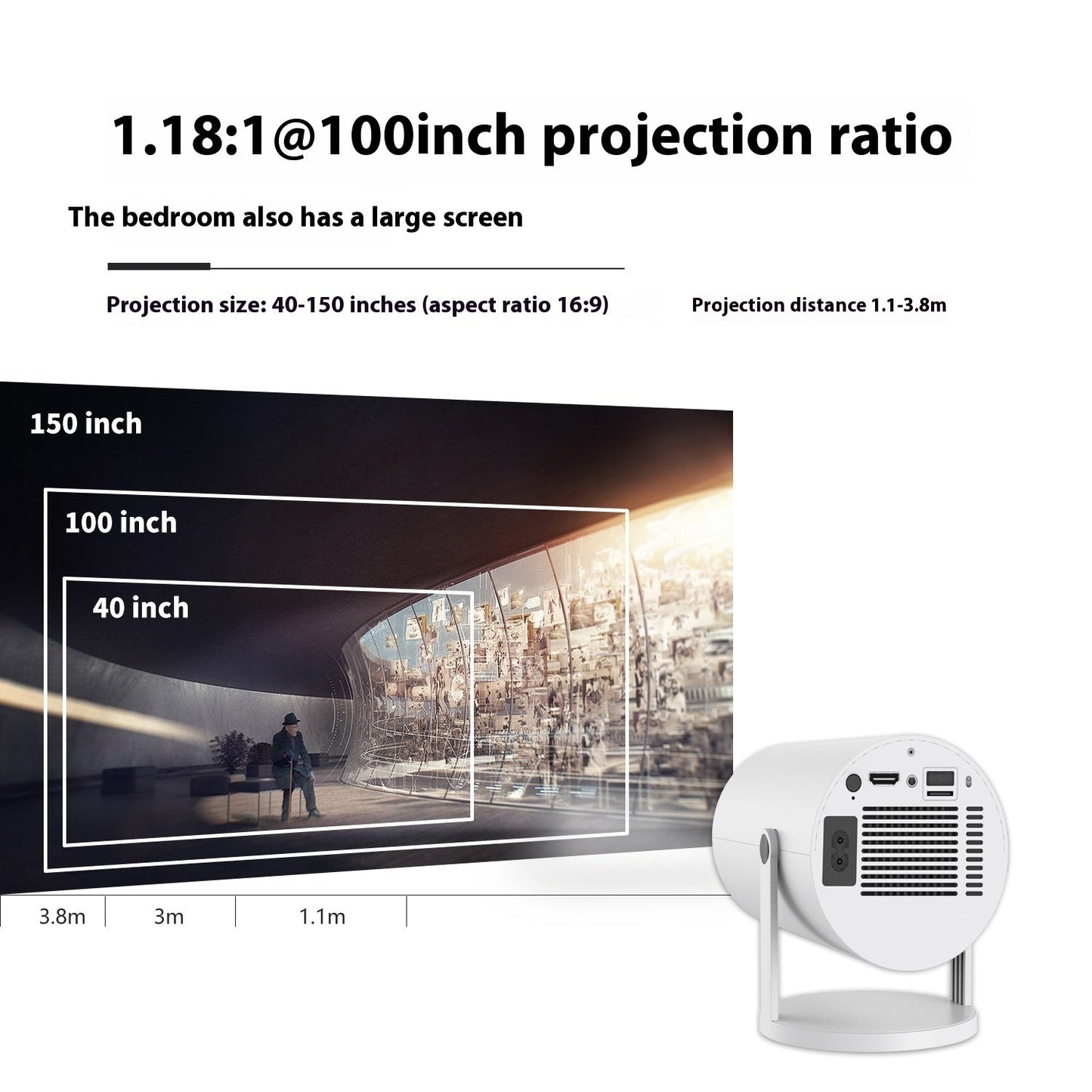 Portable Projector Small Straight Projector For Home Use 180 Degrees Projection Angle Automatic Focus Home Video Projector - Tech Tready