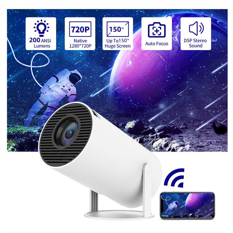 Portable Projector Small Straight Projector For Home Use 180 Degrees Projection Angle Automatic Focus Home Video Projector - Tech Tready